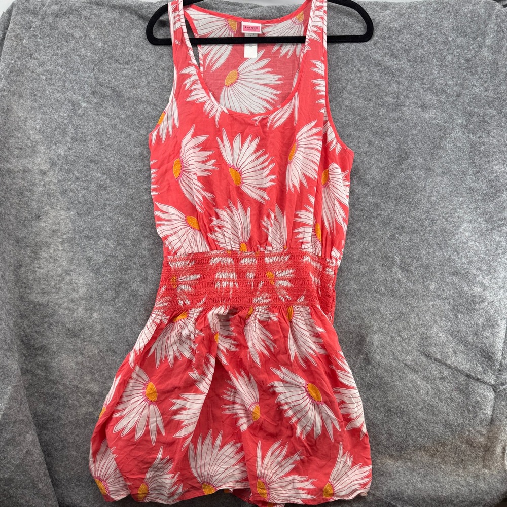 Kate Spade Daisy Shirt Women Large‎ Floral Smocked Waist Sleeveless Racerback
